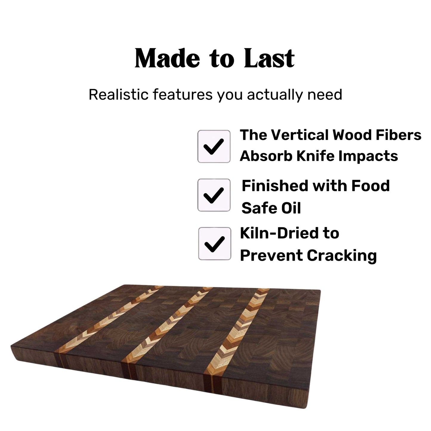 Walnut End Grain Cutting Board with Decorative Stripes