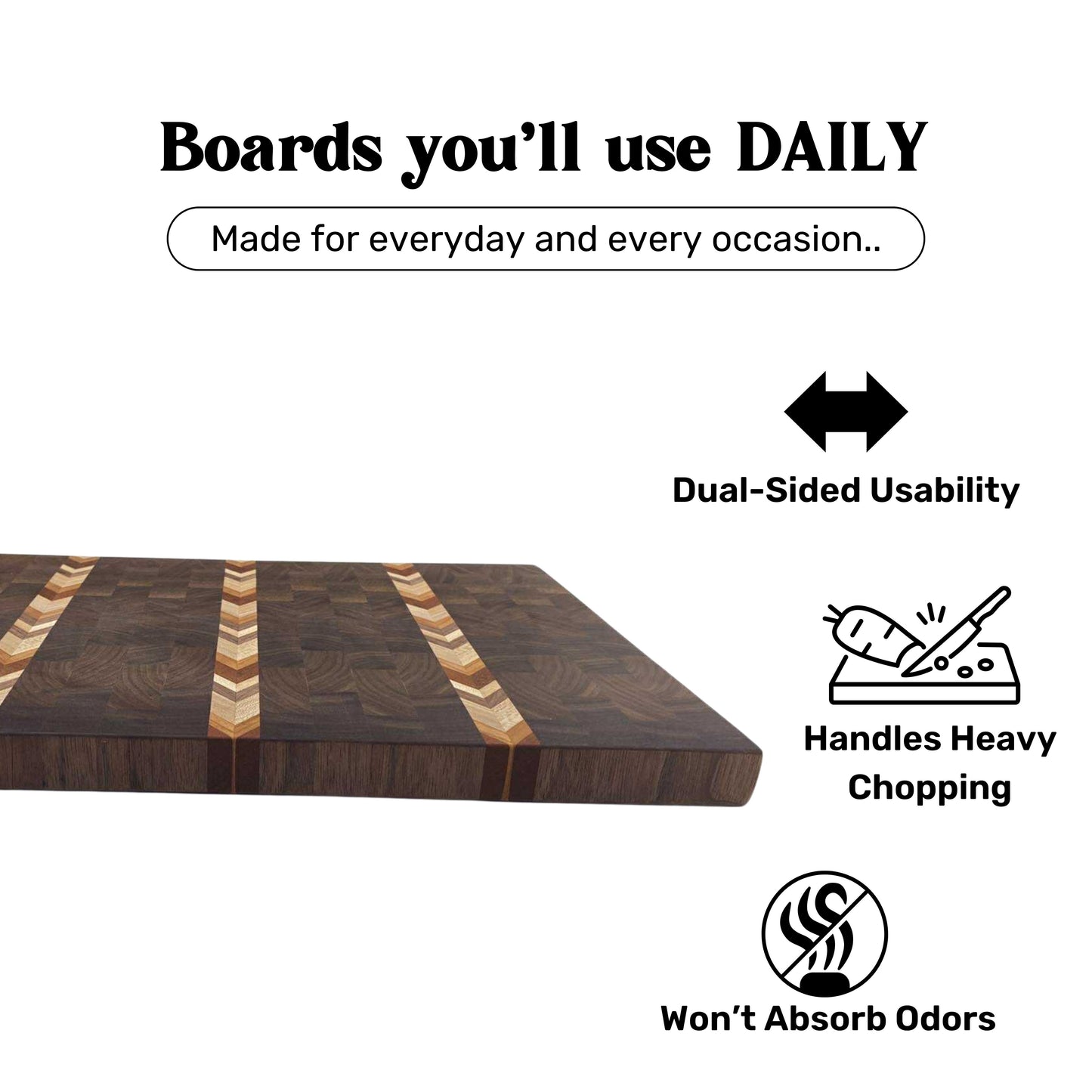 Walnut End Grain Cutting Board with Decorative Stripes