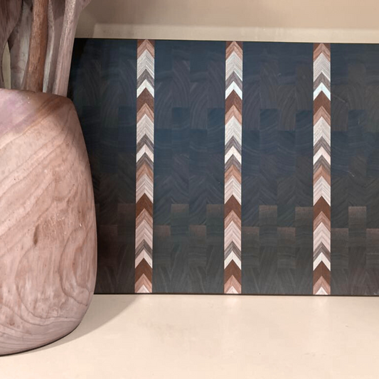 Walnut End Grain Cutting Board with Decorative Stripes
