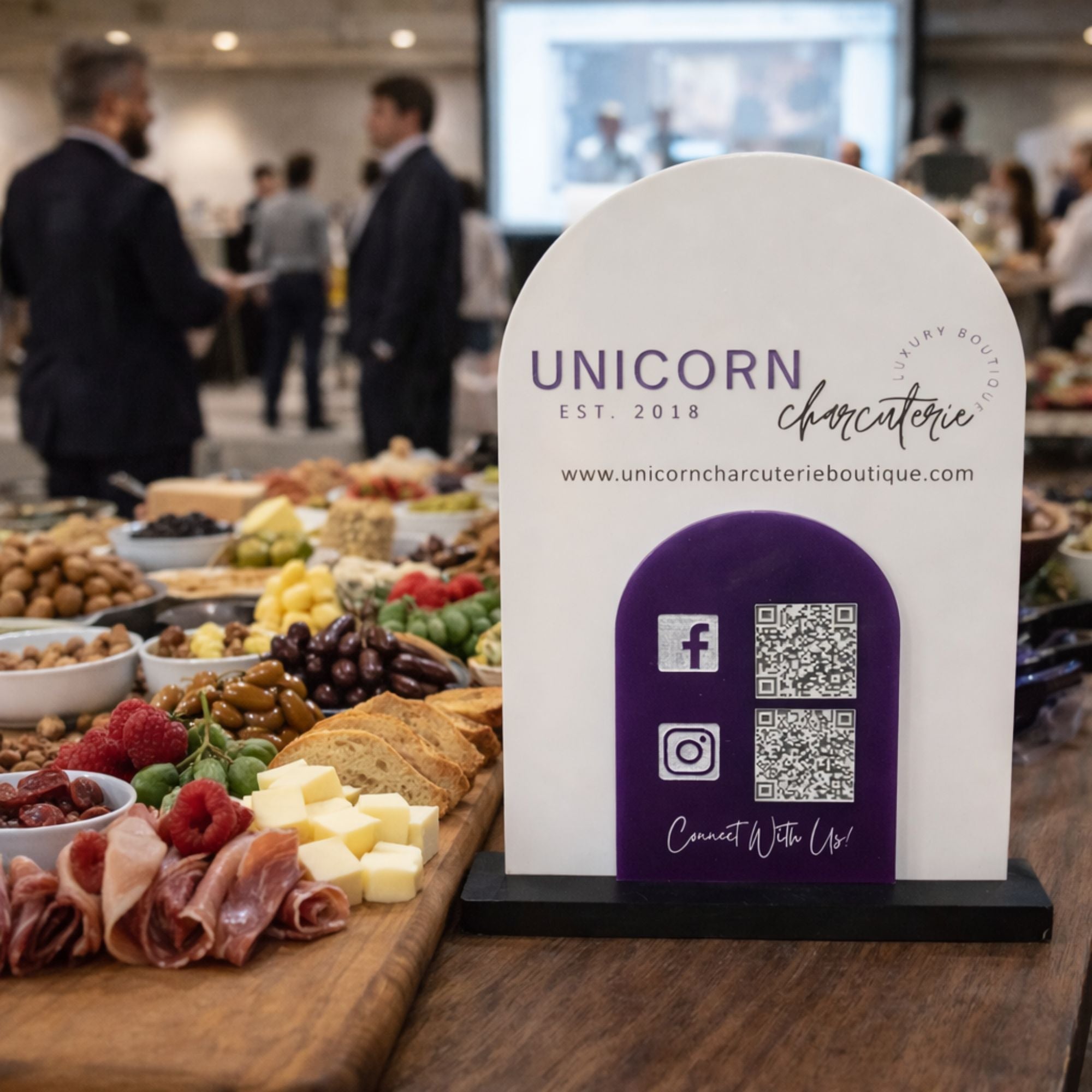 custom QR code sign at corporate event