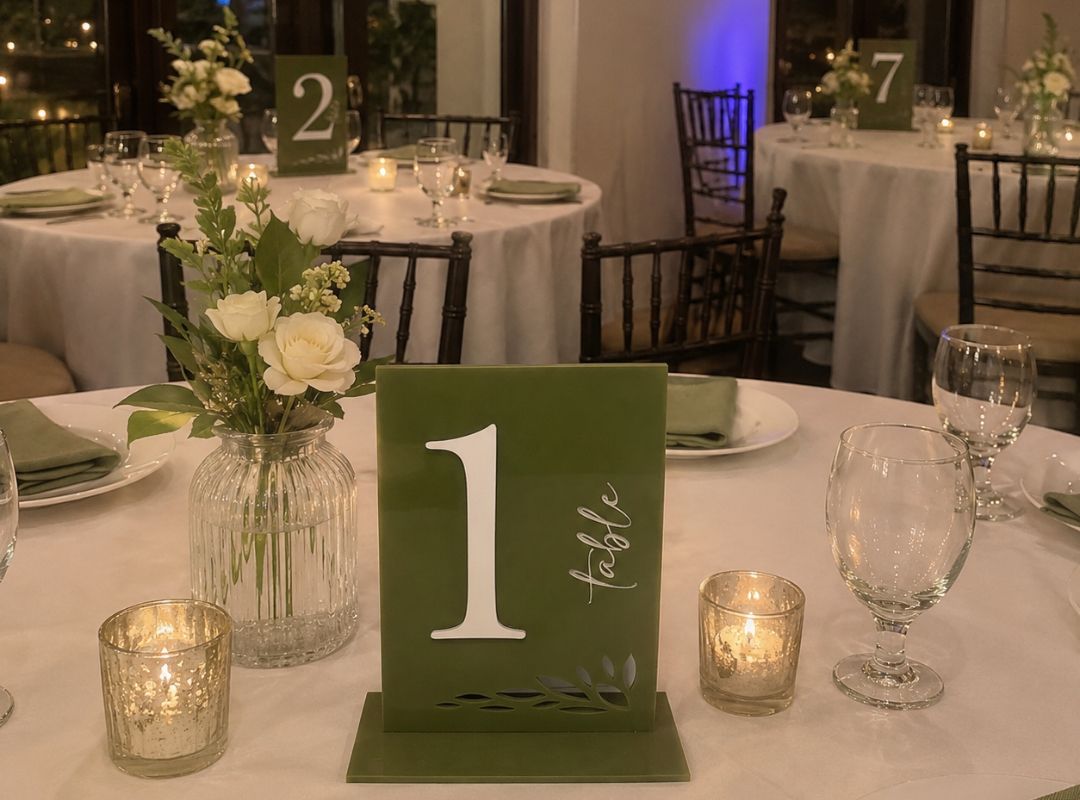 Custom wedding table number signs