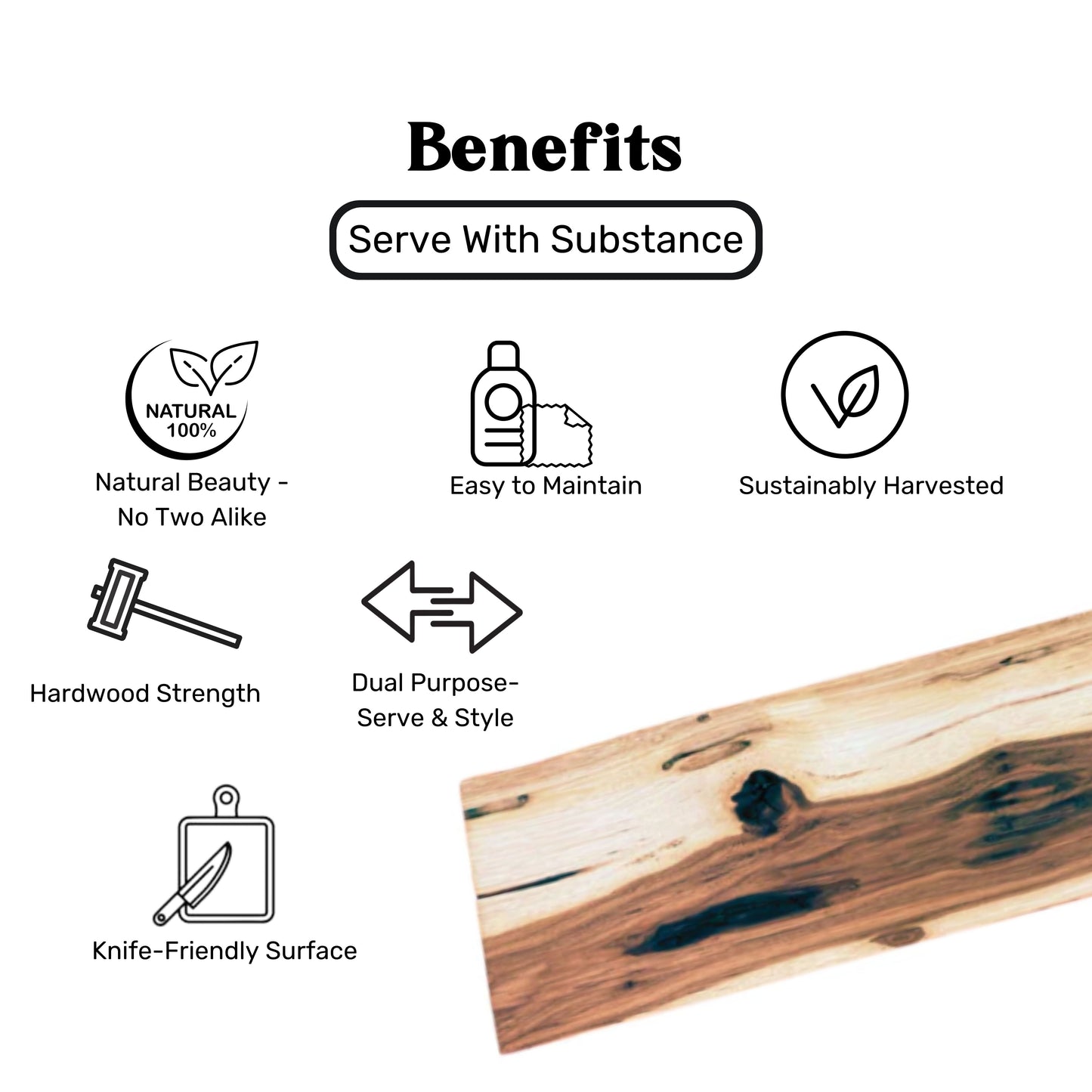 Hickory Live Edge Serving Board