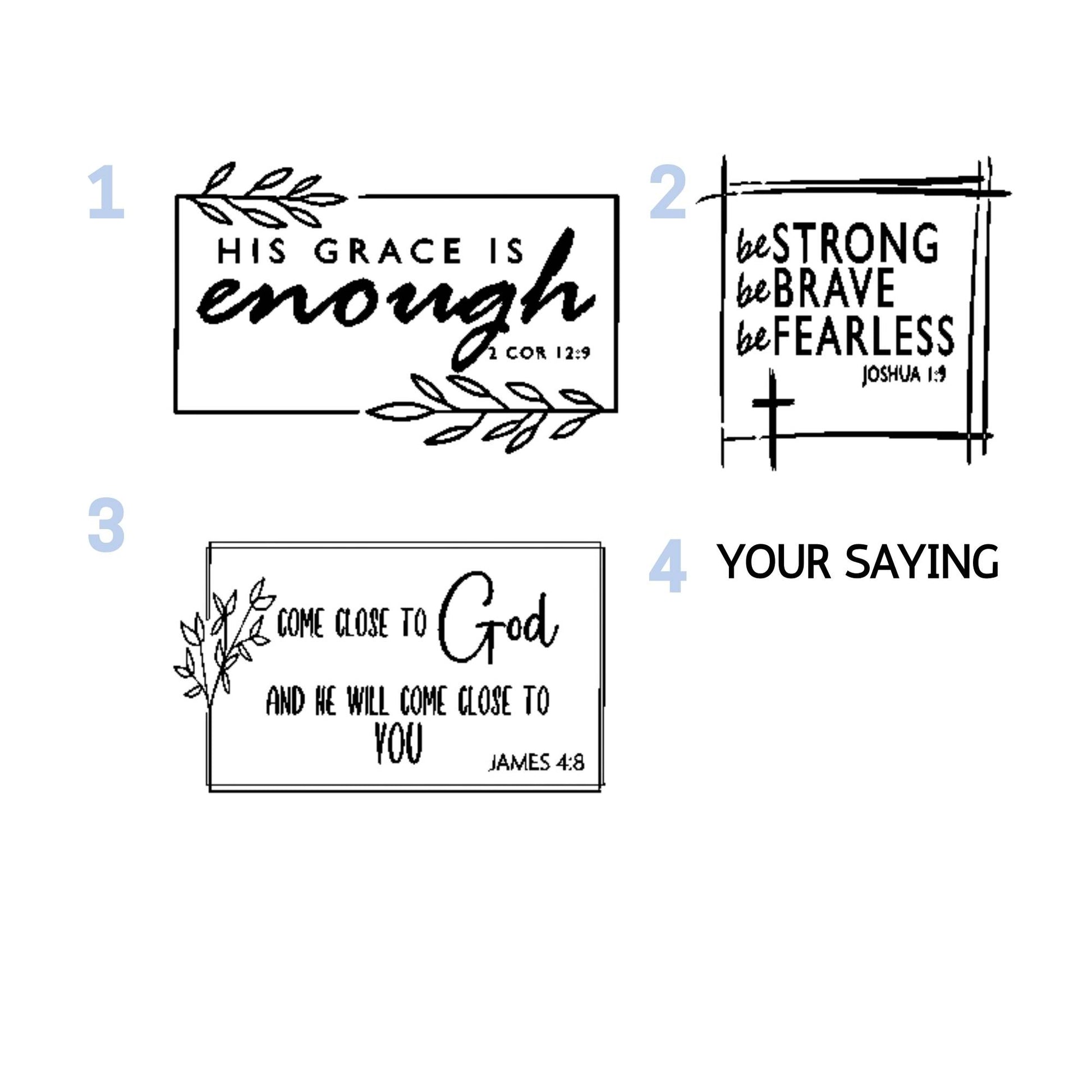 Design options for the wood and acrylic layered inspirational signs