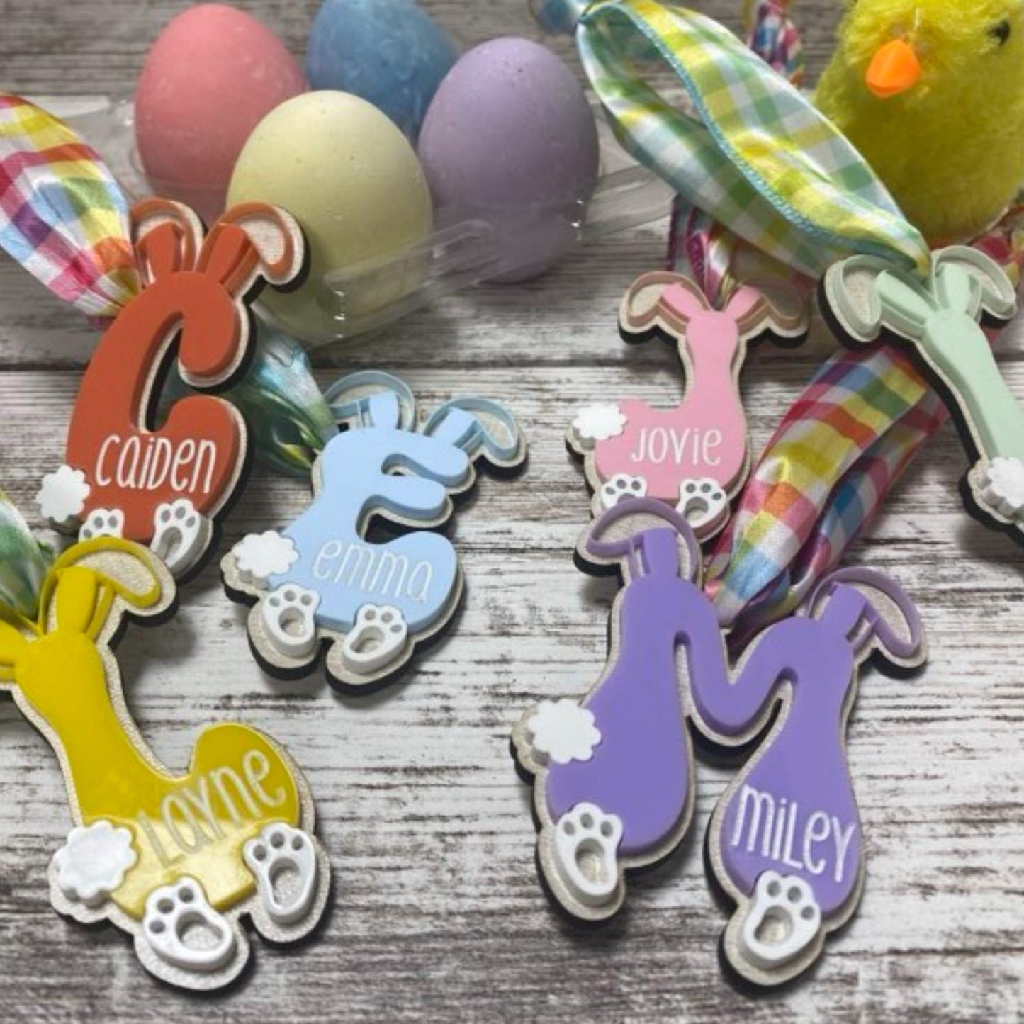 Personalized Bunny Easter Basket Name Tag on Easter Basket