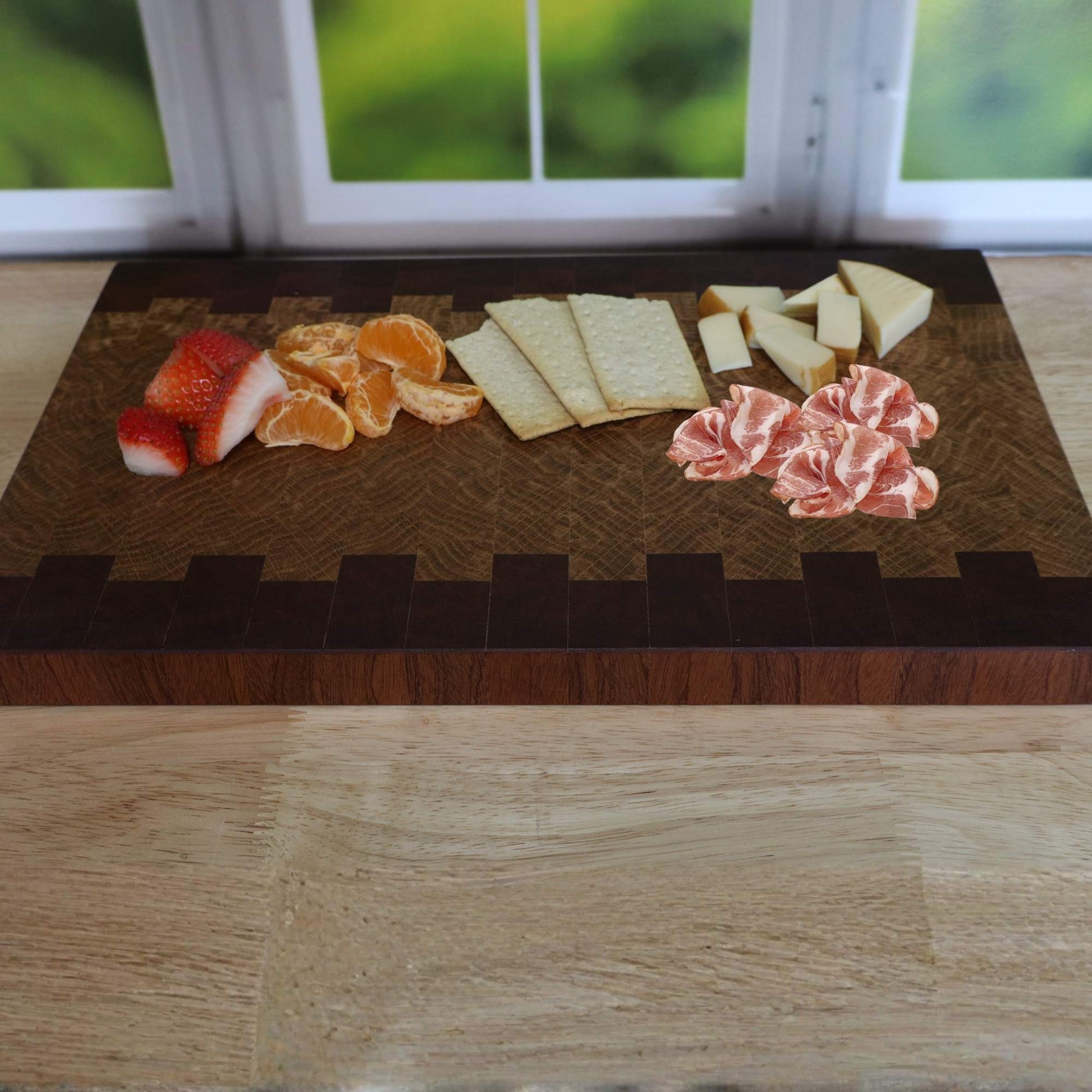 Handcrafted Sapele and White Oak end grain cutting board