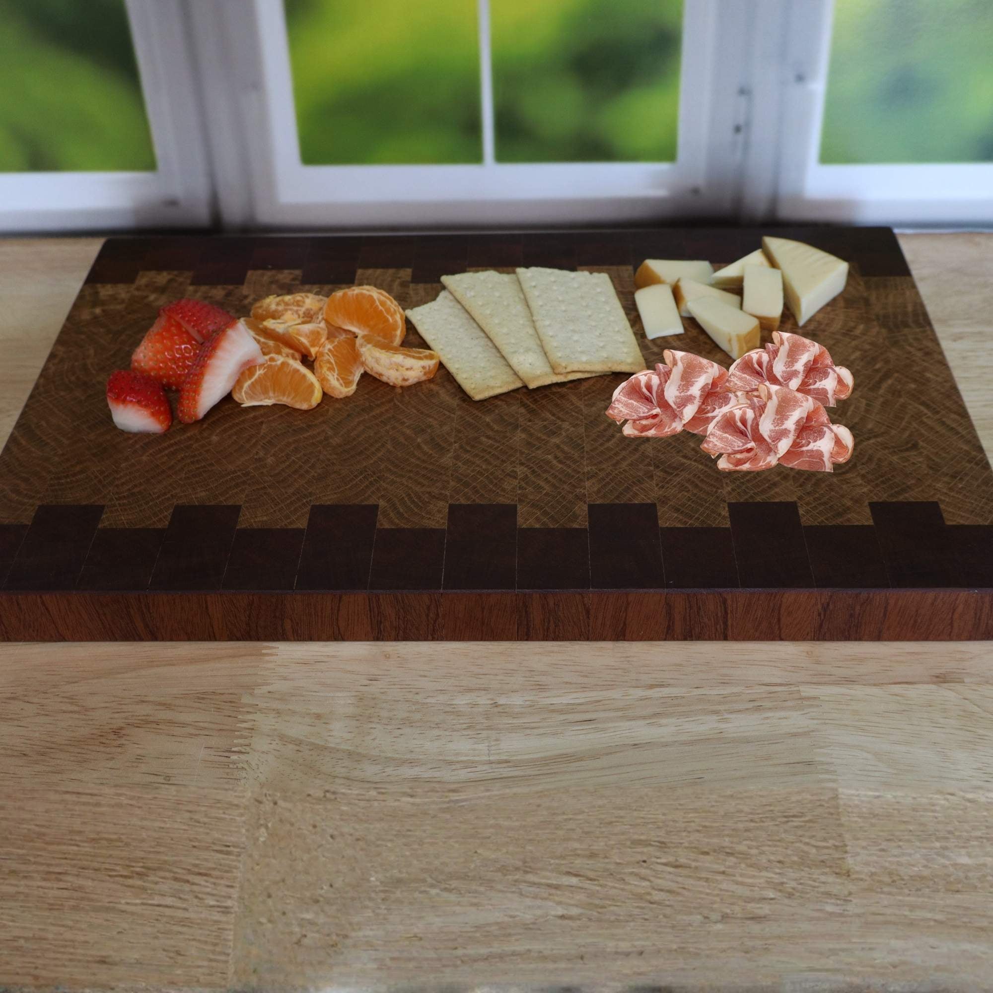 Handcrafted Sapele and White Oak end grain cutting board
