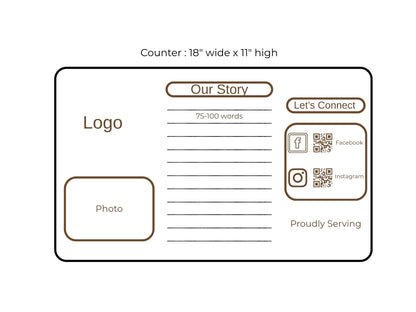 Layout of the 18" x 11" Custom Brand Story Display