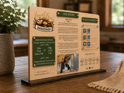 Custom maple and acrylic Brand Story Display side view 