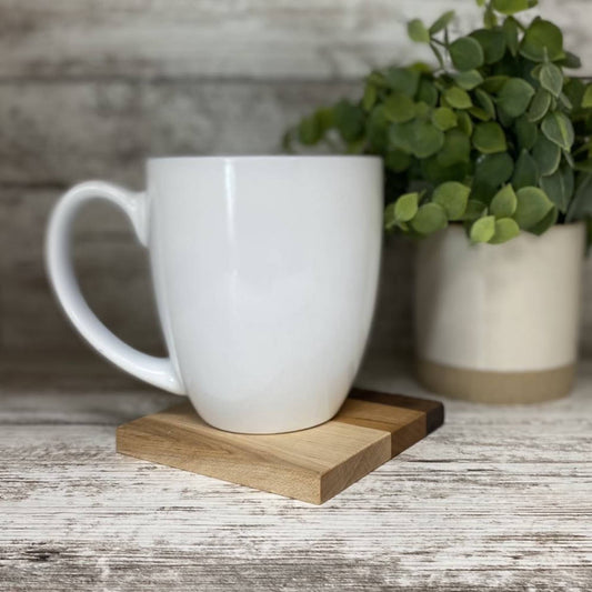 walnut, cherry, and maple handcrafted wood coasters 