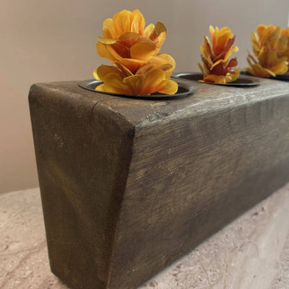 hand carved sugar mold angled view with flowers